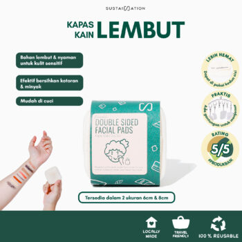 Kapas Kain Pakai Ulang Dua Sisi (Isi 5)- Reusable Cotton Pads
