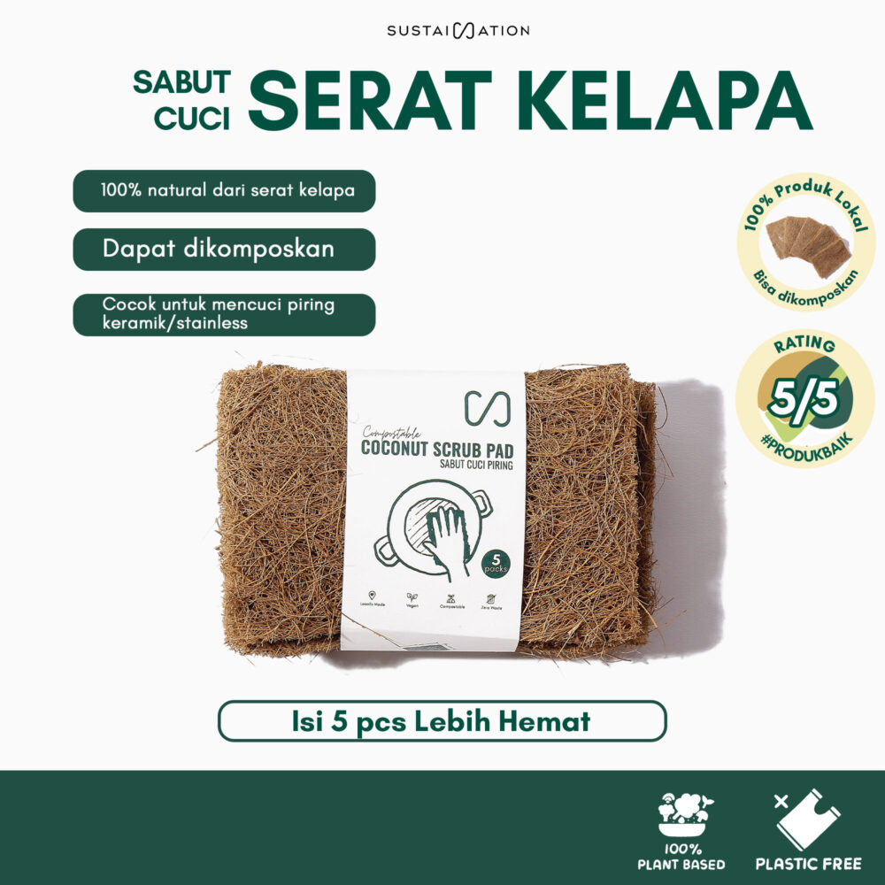 Sabut Cuci Serat Kelapa Ramah Lingkungan - Coconut Scrub Pad