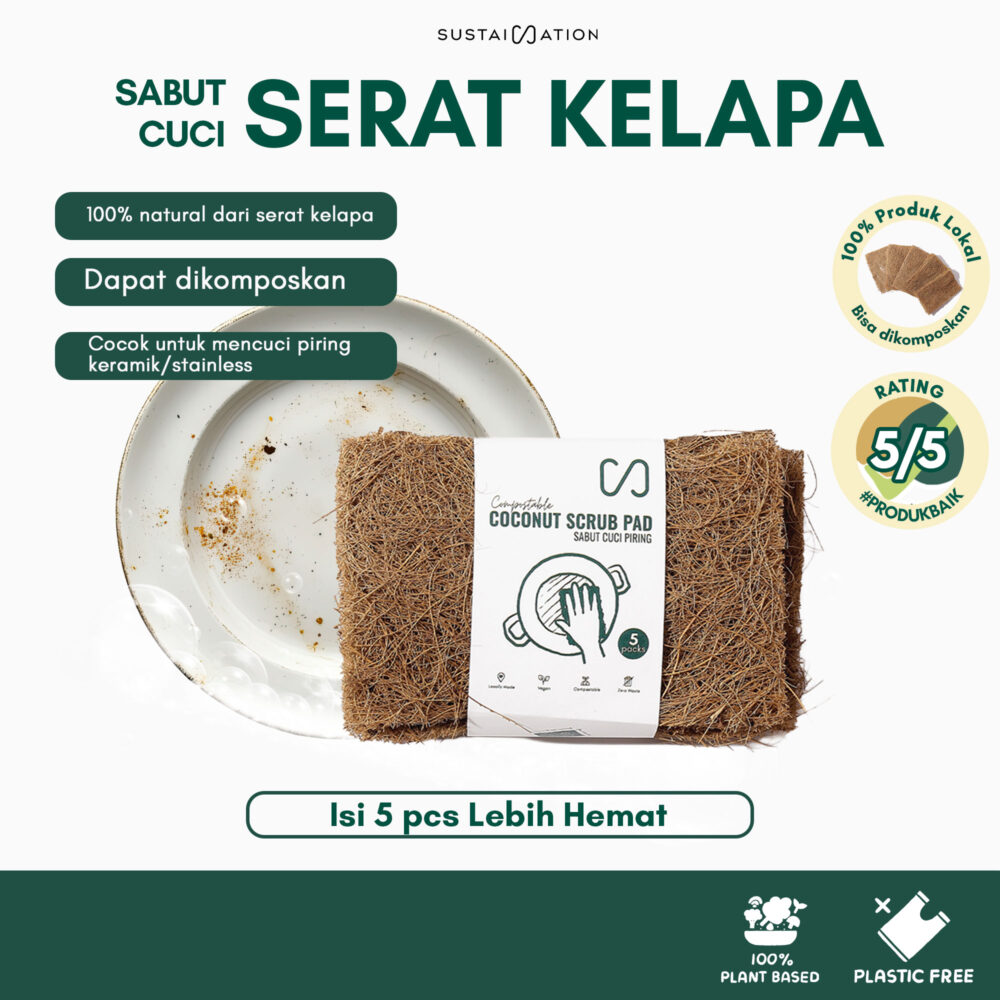 Sabut Cuci Serat Kelapa Ramah Lingkungan - Coconut Scrub Pad