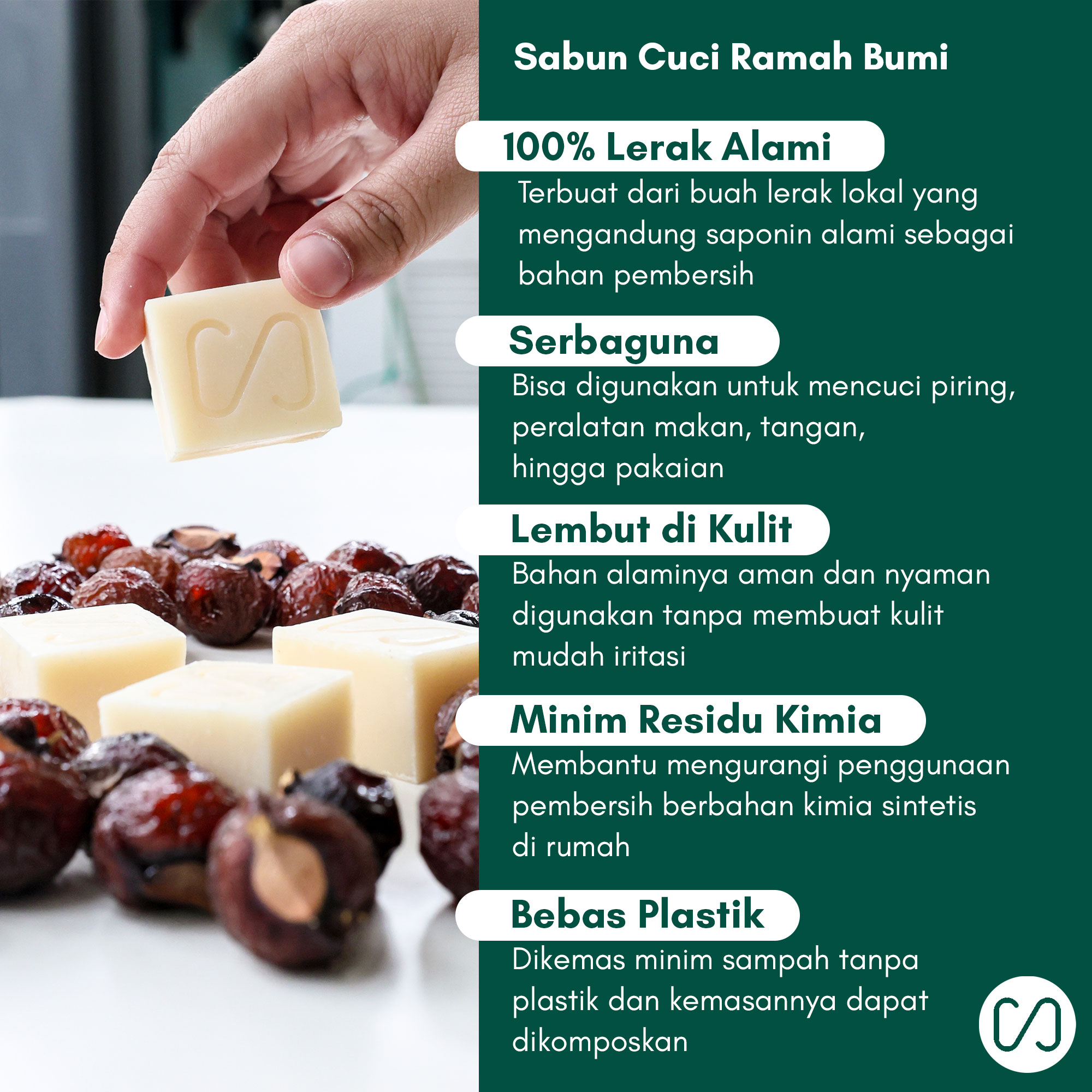 Sabun Cuci Alami Lerak Padat Serbaguna - Soap Nut Bar - Image 2