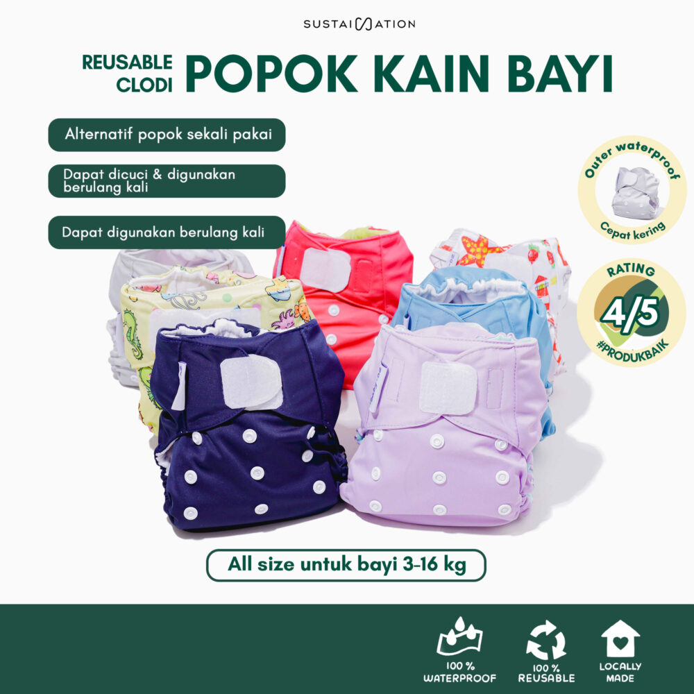 Popok Kain Bayi (Clodi) Pocket dengan Perekat ALL SIZE Waterproof