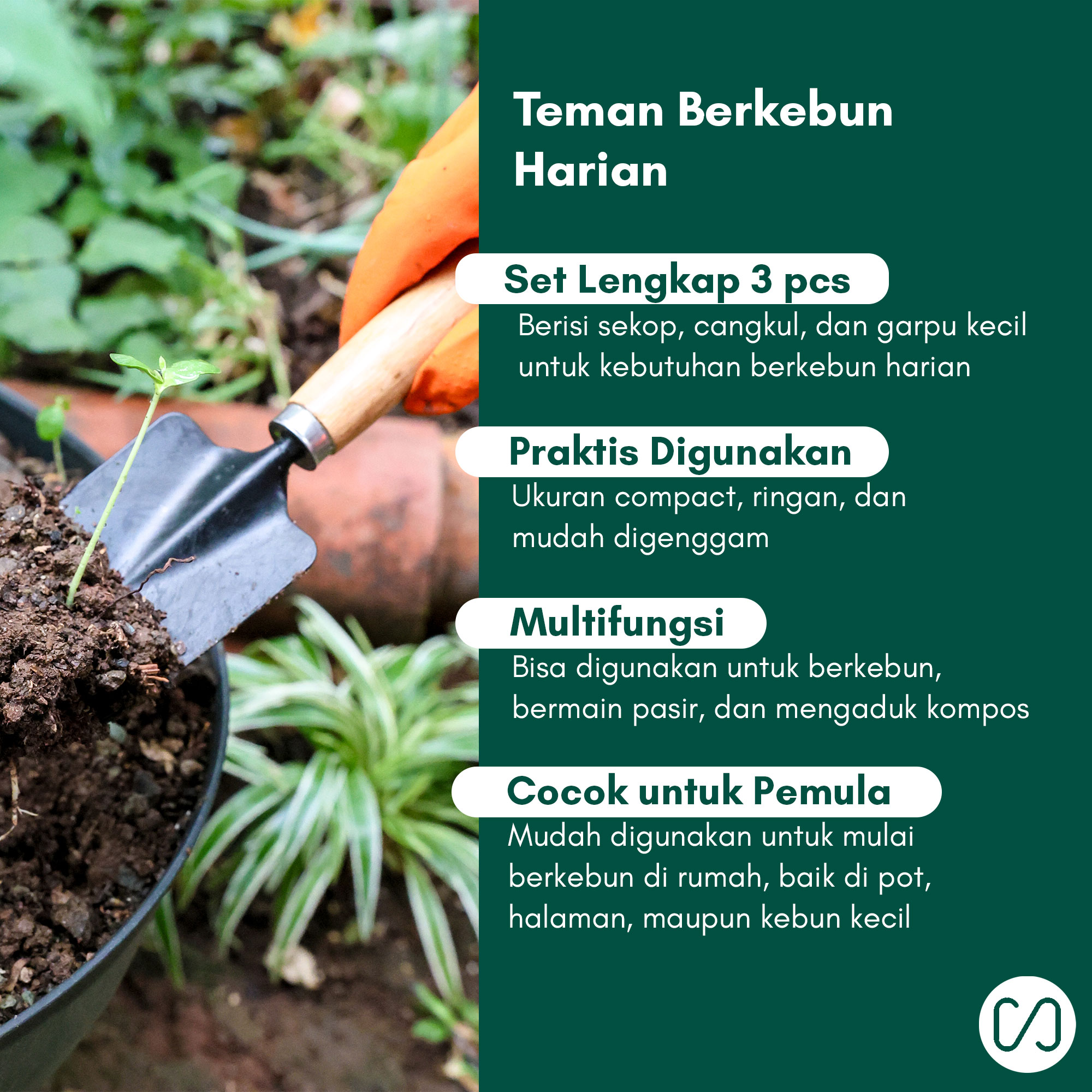 Peralatan Berkebun Lengkap Paket 3 Sekop (22 x 6 cm) - Image 2