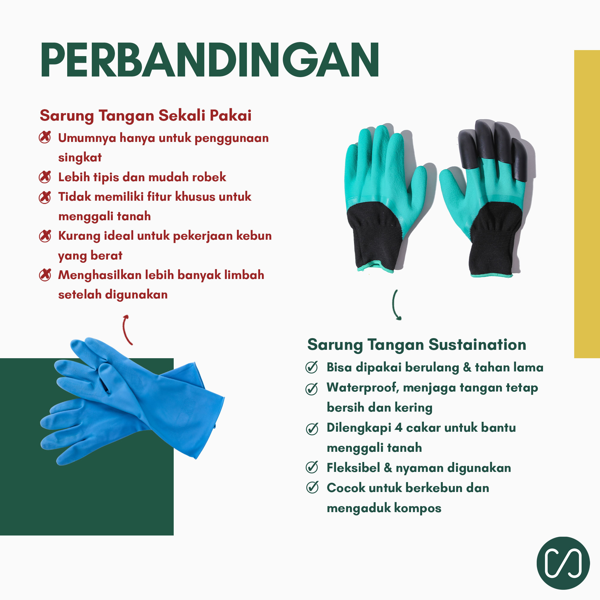 Sarung Tangan Taman Berkebun dengan Cakar - Image 3
