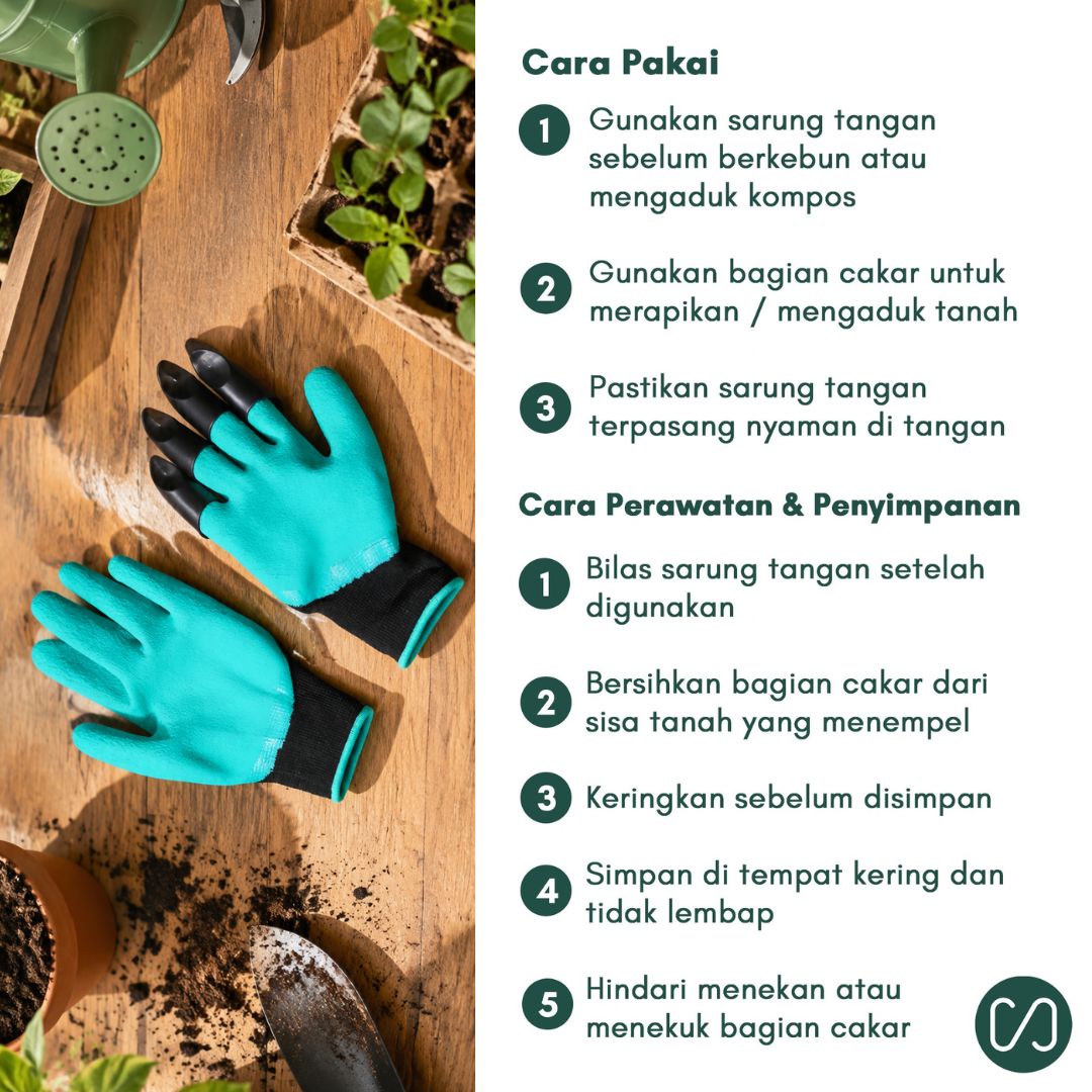 Sarung Tangan Taman Berkebun dengan Cakar - Image 5