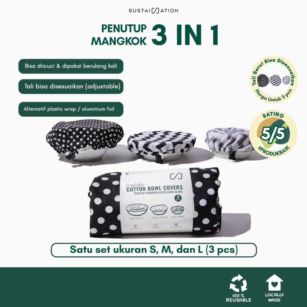 Tutup Mangkok - Bowl Cover isi 3pcs Ramah Lingkungan