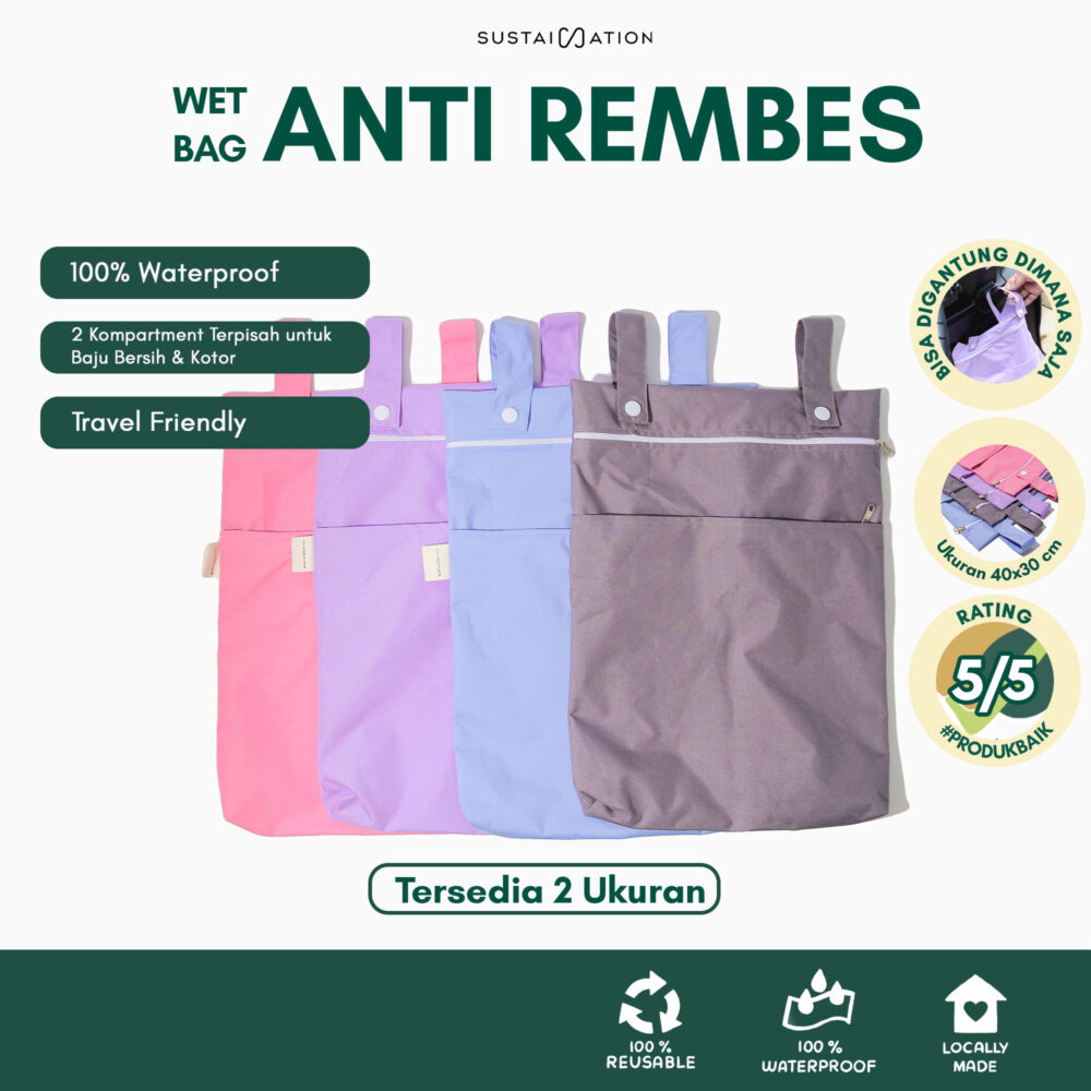 Sustaination Wetbag Tas Baju Traveling Waterproof (40 x 30 cm)