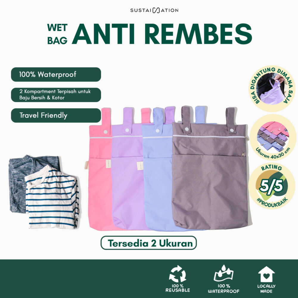 Sustaination Wetbag Tas Baju Traveling Waterproof (40 x 30 cm)