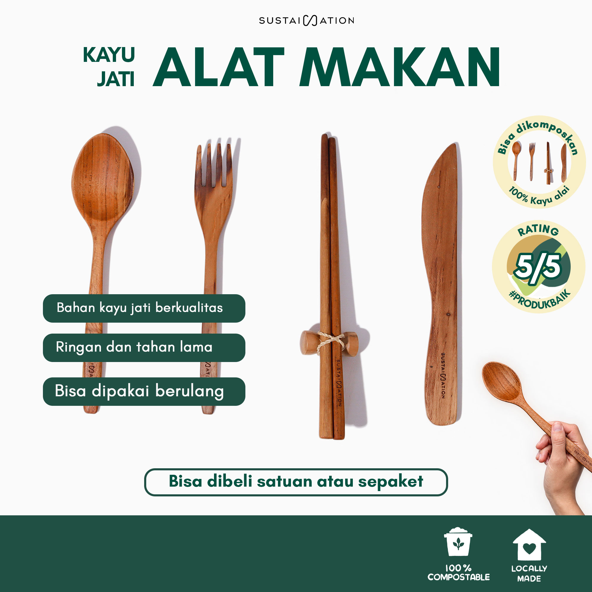 Sustaination Alat Makan Upcycle Sendok Garpu 20cm - Image 1