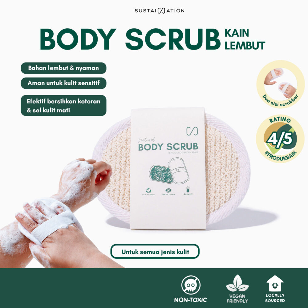 Sustaination Body Scrubber - Spons Penggosok Tubuh Alami untuk Mandi