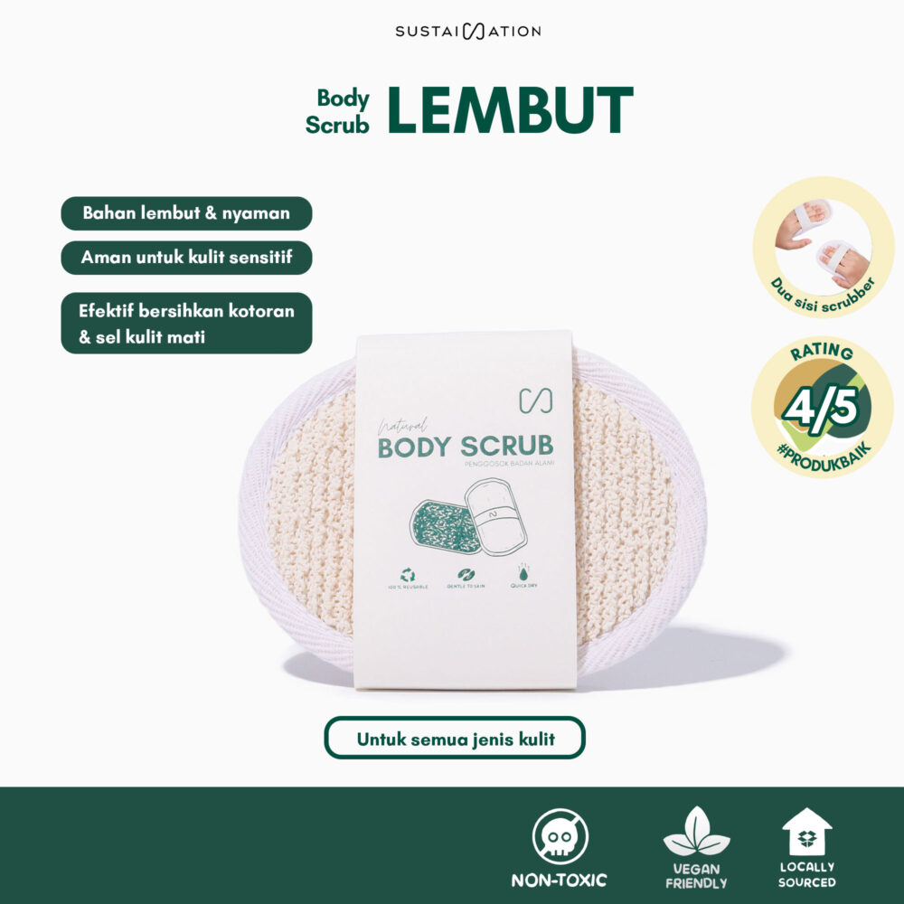 Sustaination Body Scrubber - Spons Penggosok Tubuh Alami untuk Mandi