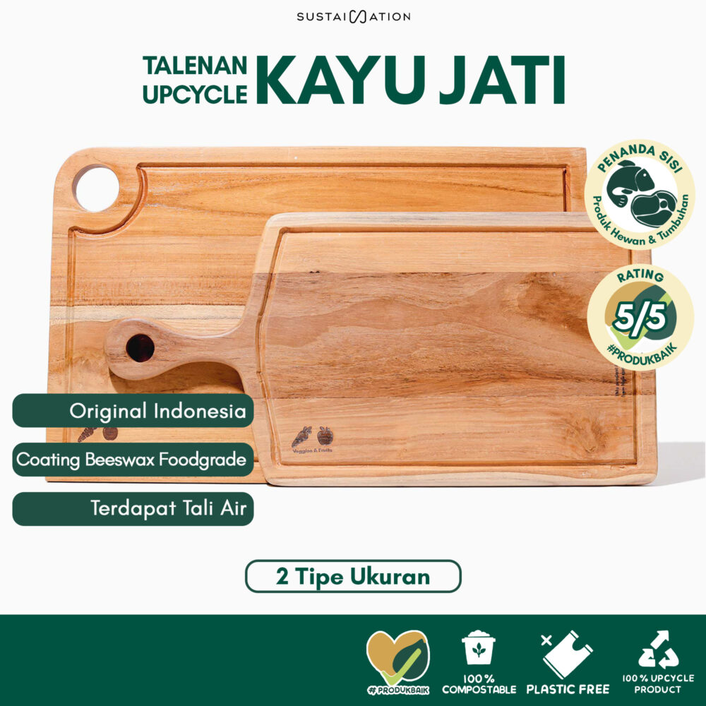 Sustaination Talenan Kayu Jati Premium EDGE LINE Dua Sisi