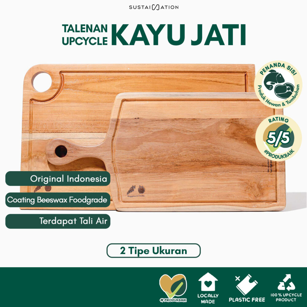 Sustaination Talenan Kayu Jati Premium EDGE LINE Dua Sisi