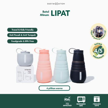 Sustaination Botol Minum Lipat - Foodgrade Silicone Foldable Bottle (500ml)