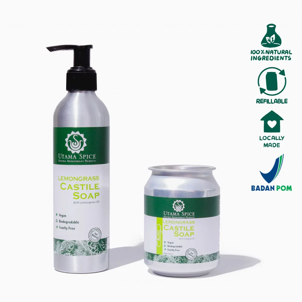 Utama Spice Lemongrass Castille Soap - Sabun Natural untuk Kulit Kering 230 ml