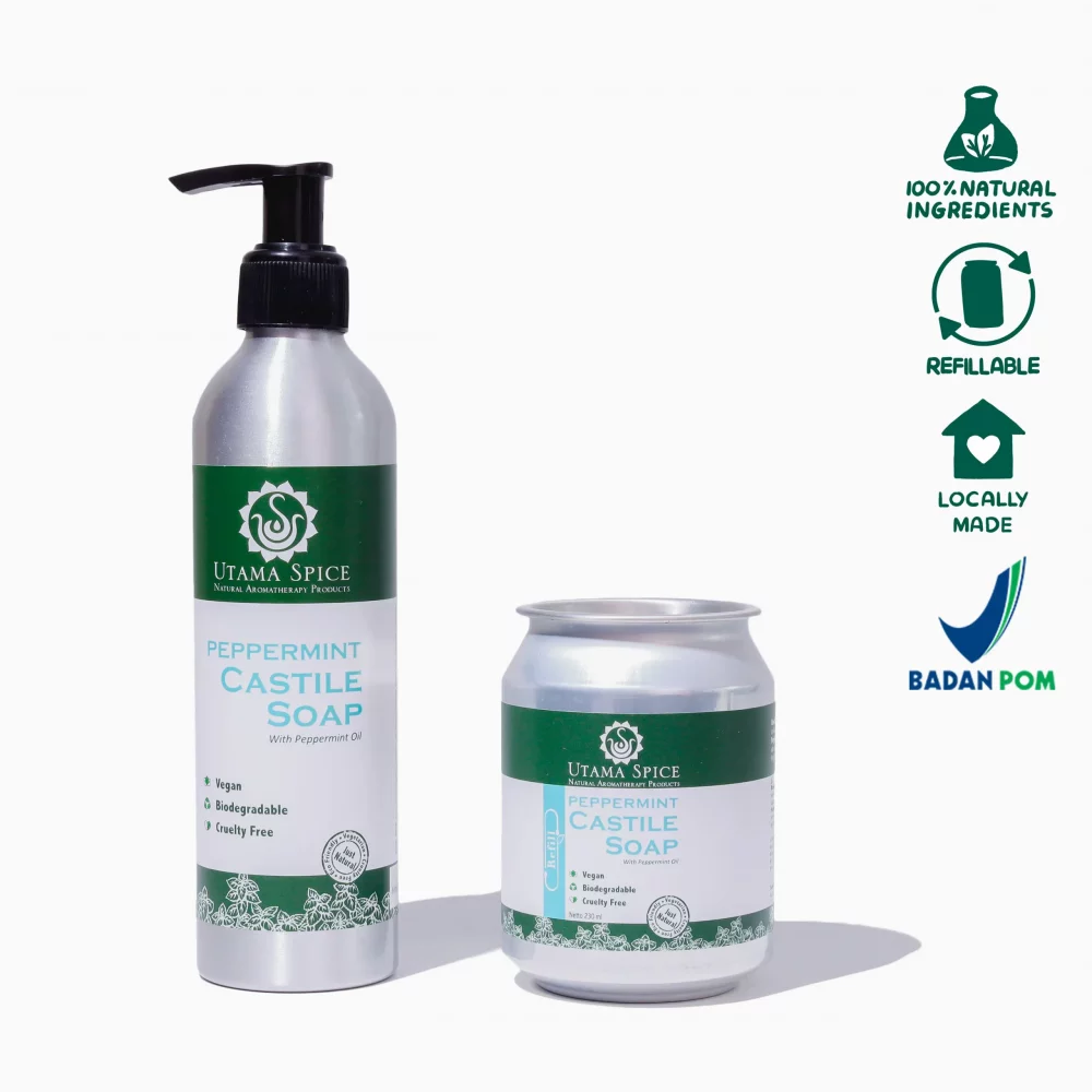 Utama Spice Peppermint Castille Soap - Sabun Natural Kulit Normal 230 ml