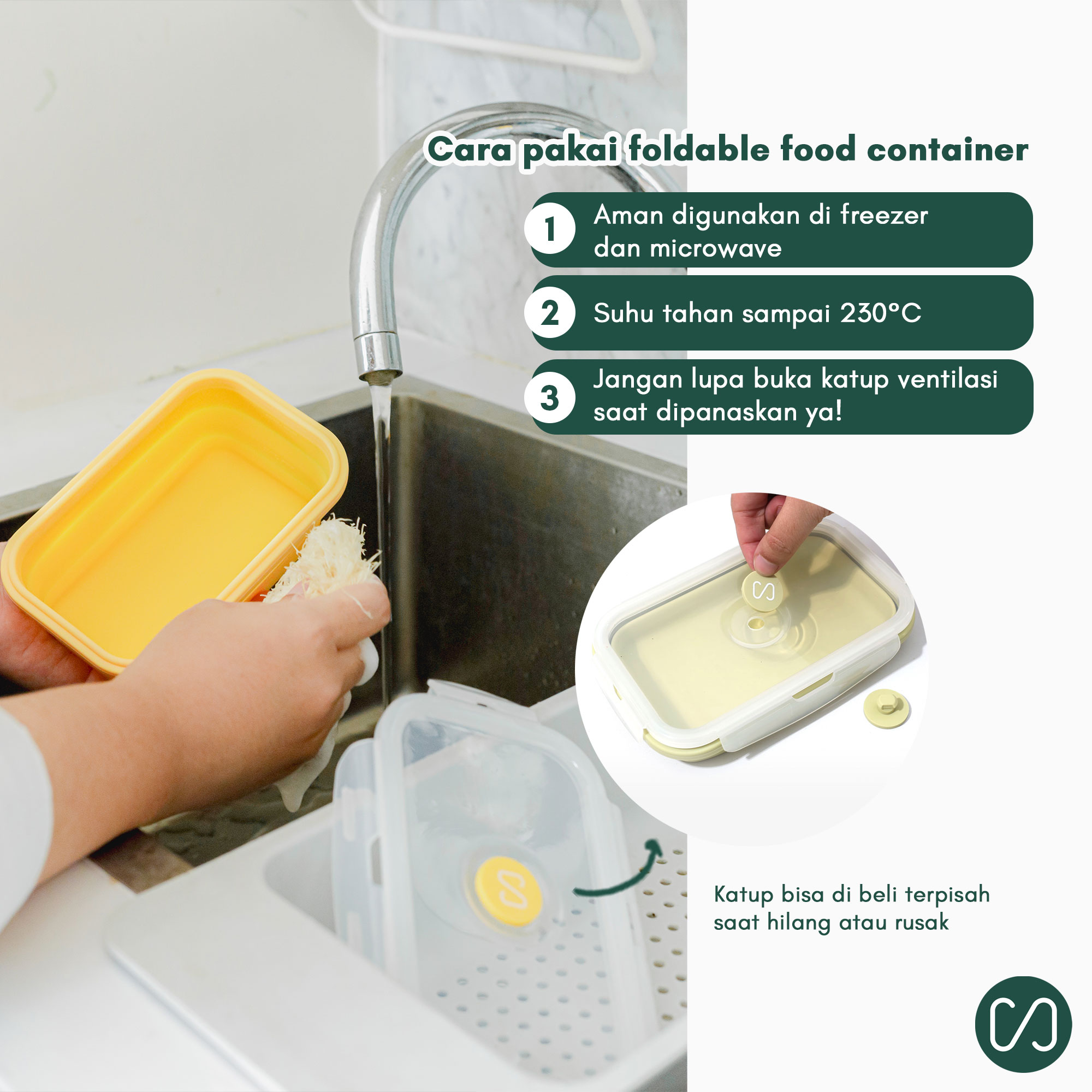Bundle Kotak Makan / Lunch Box Lipat + Botol Minum Lipat Sustaination | Paket Hemat Ramah Lingkungan - Image 6