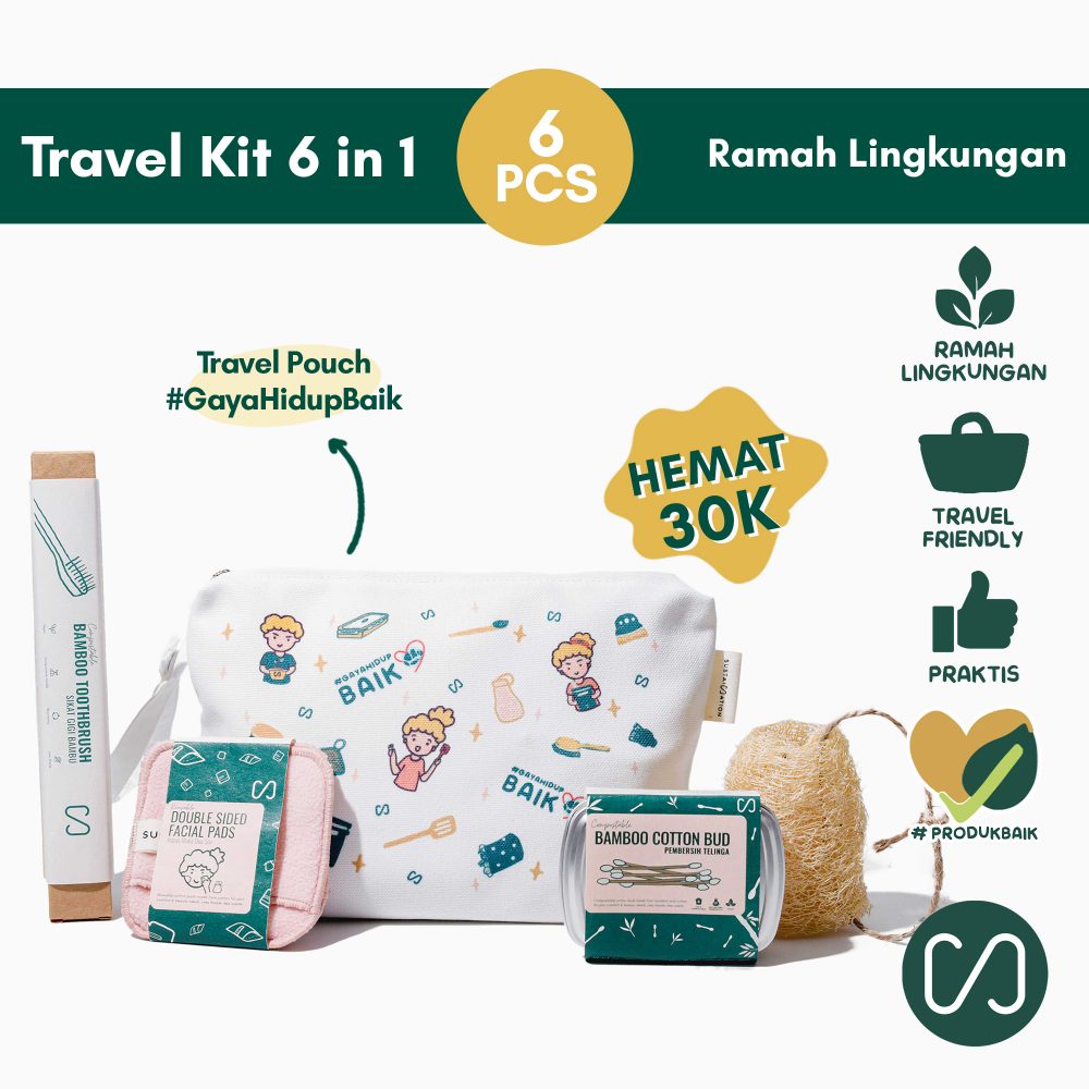 Sustaination 6in1 Travel Toiletries Kit Ramah Lingkungan