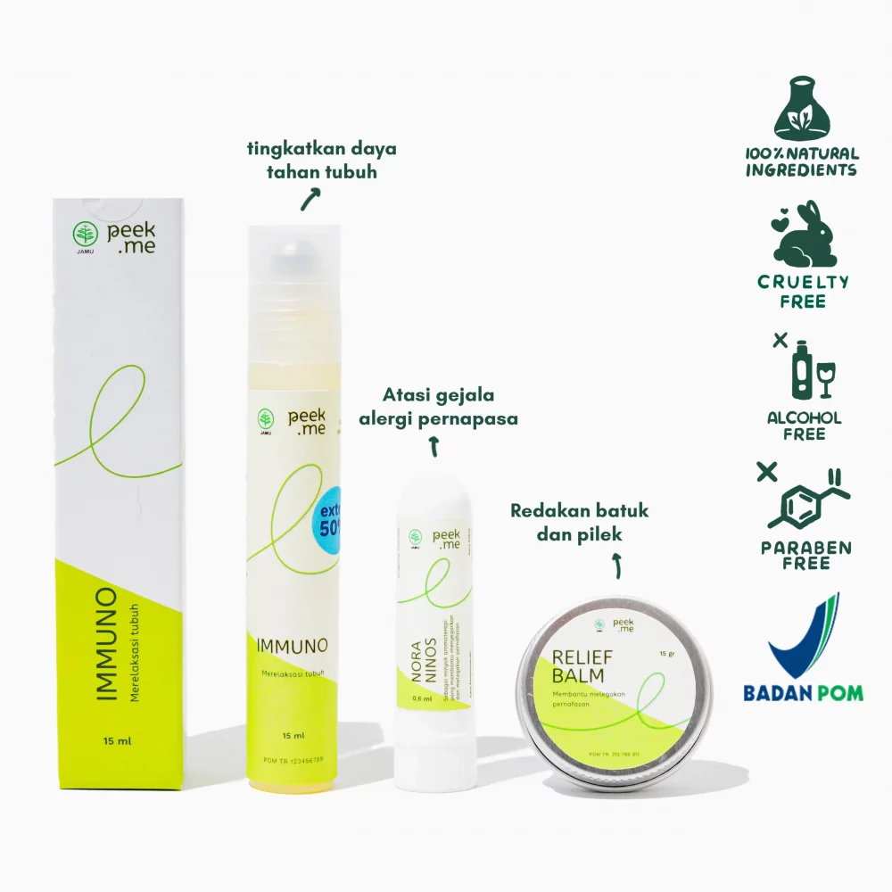Bundle Flu Kit by Peek Me Naturals Redakan Batuk Pilek & Tingkatkan Daya Tahan Tubuh (3pcs)