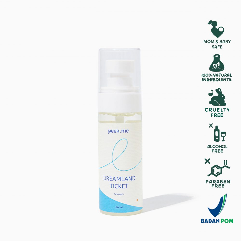 Natural Deep Sleep Spray Dreamland Ticket Peek Me Naturals atasi Insomnia & Masalah Tidur (60ml)
