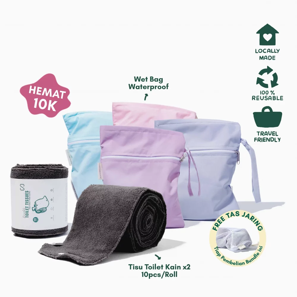 Bundle Tisu Toilet Kain & Wetbag Menspad Tas Antibocor Waterproof
