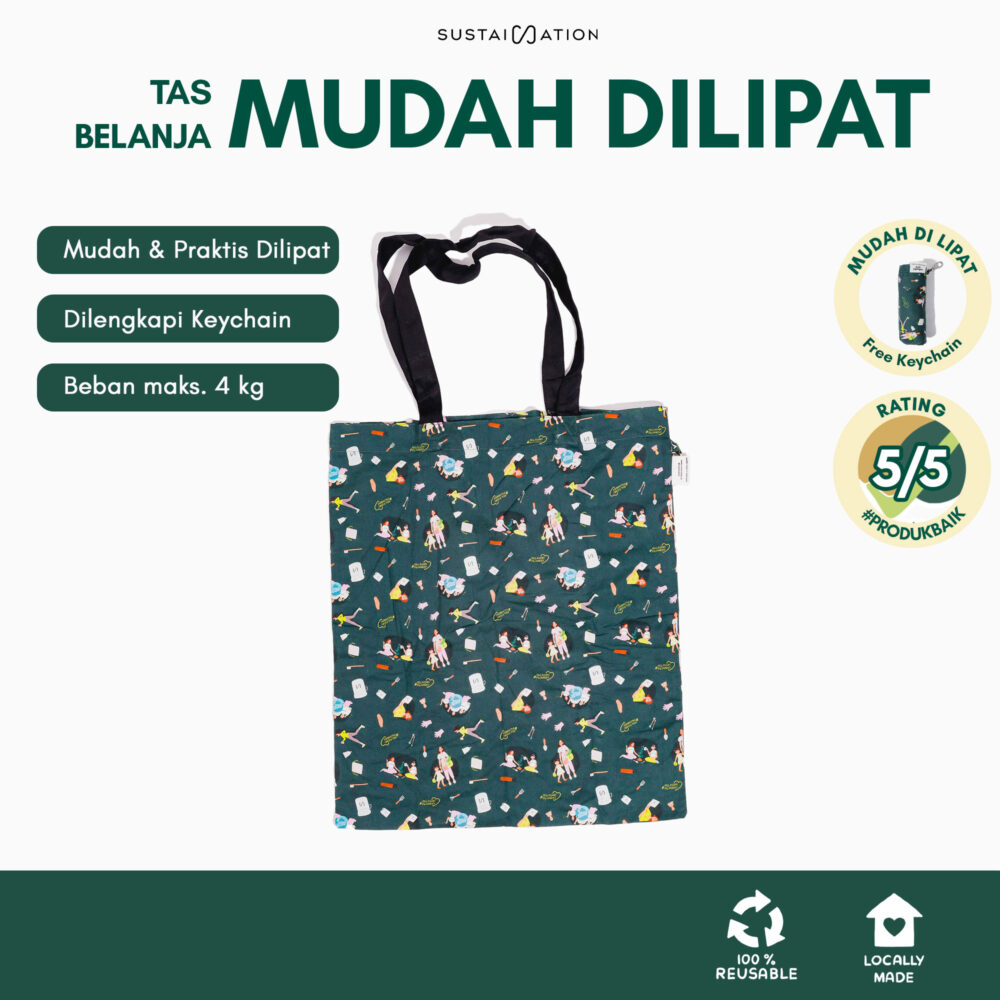 Sustaination x Dinda EasyFold Tote Bag | Tas Belanja Lipat (40x45cm)