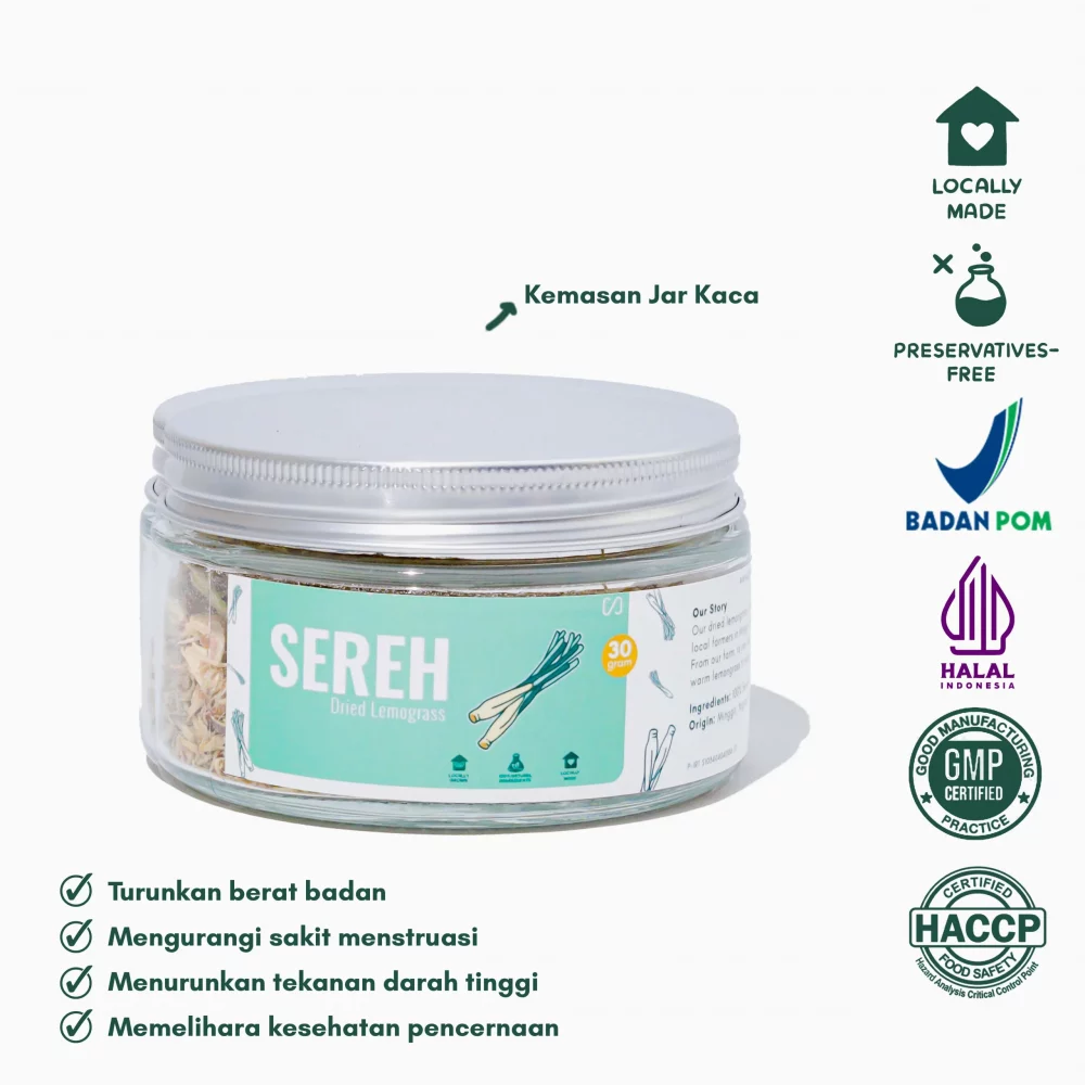 Sustaination Premium Dried Lemongrass Tisane - Teh Sereh Iris Kering Lokal 30gr