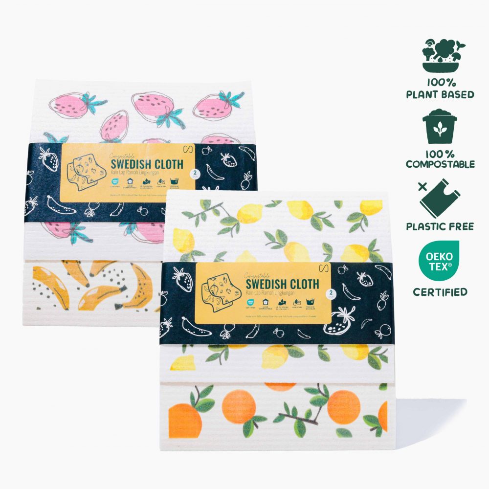 Sustaination Compostable Swedish Cloth | Kain Lap Sponge Alami Ramah Lingkungan (2pcs)