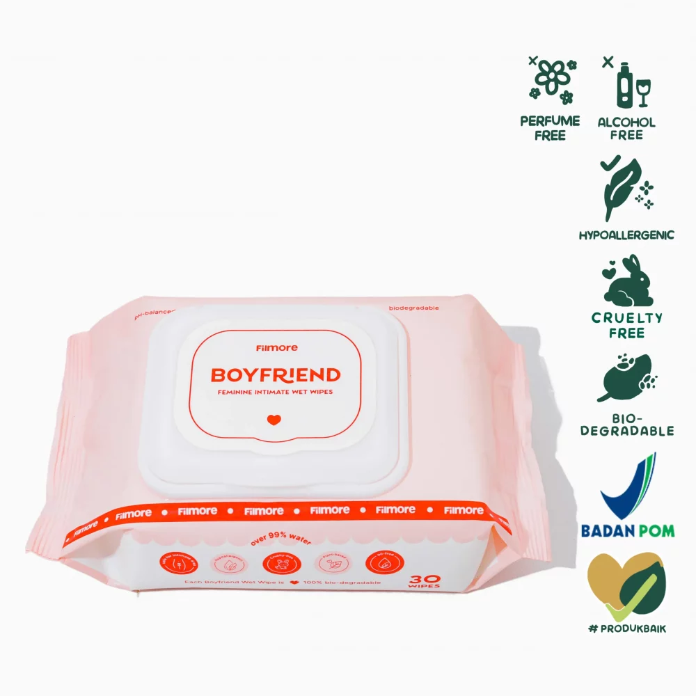 FILMORE Boyfriend Wet Wipes Tisu Basah Wanita Anti-Lengket + Flushable | Feminine Wet Wipes