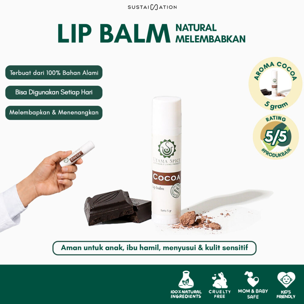 Utama Spice Cocoa Natural Lipbalm - Pelembab Bibir Alami 5gr