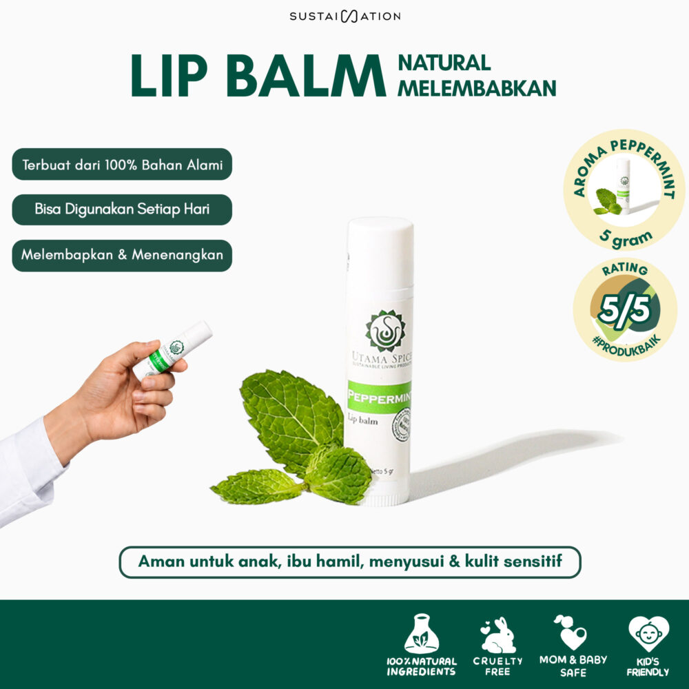 Utama Spice Peppermint Natural Lipbalm - Pelembab Bibir Alami 5gr