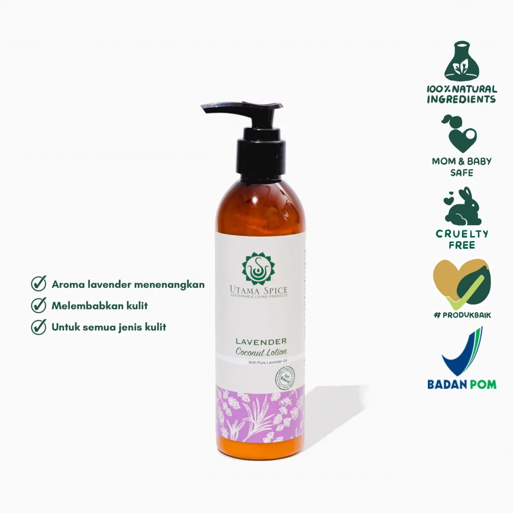 Utama Spice Natural Coconut Body Lotion Lavender - Pelembab Kulit Alami 230 ml