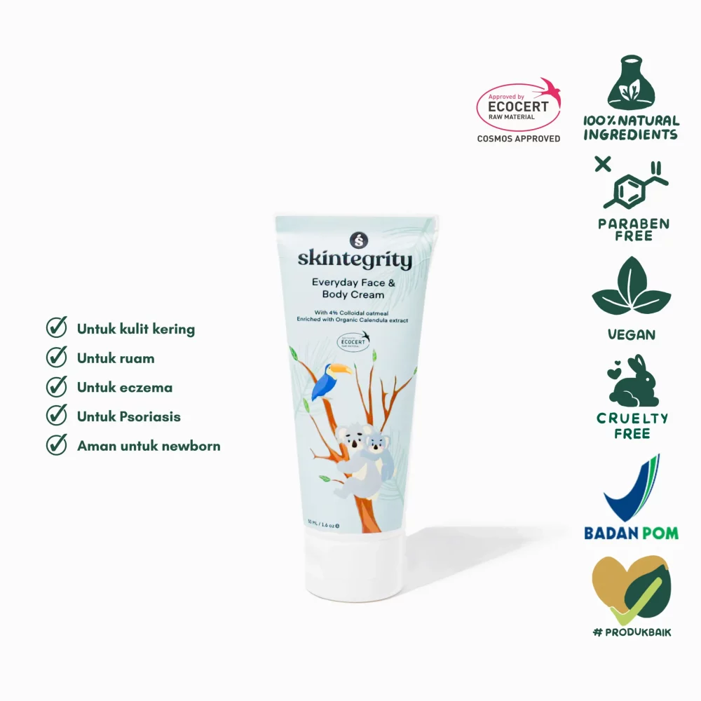 Skintegrity Baby & Kids Everyday Face & Body Cream | Pelembab Kulit Wajah & Tubuh Alami Anak & Bayi atasi Eczema dan Psoriasis 50gr