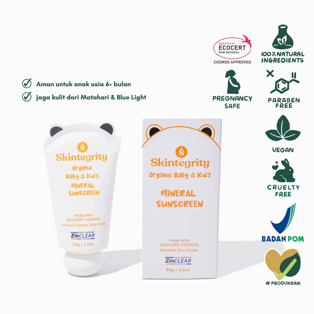 Skintegrity Baby & Kids Mineral Sunscreen | Natural Mineral Sunscreen untuk Bayi & Anak 50gr