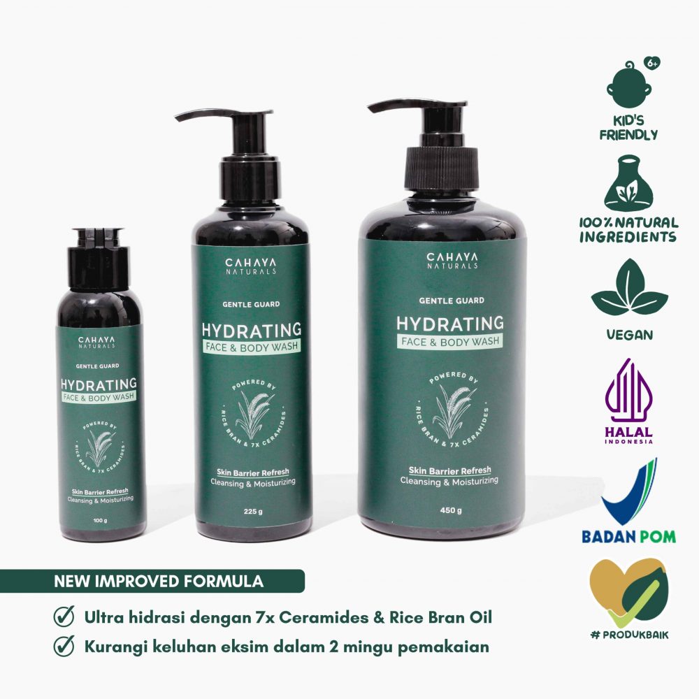 Cahaya Naturals Gentle Guard Hydrating Face and Body Wash - Sabun untuk Kulit Kering & Eksim