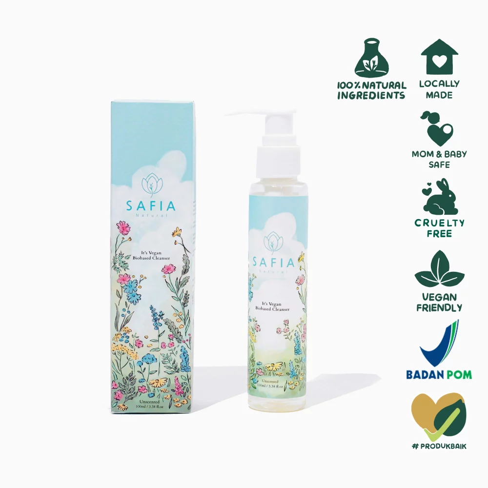 Safia Natural It's Vegan Biobased Cleanser (100ml) - Sabun Cuci Muka Pembersih Wajah Alami