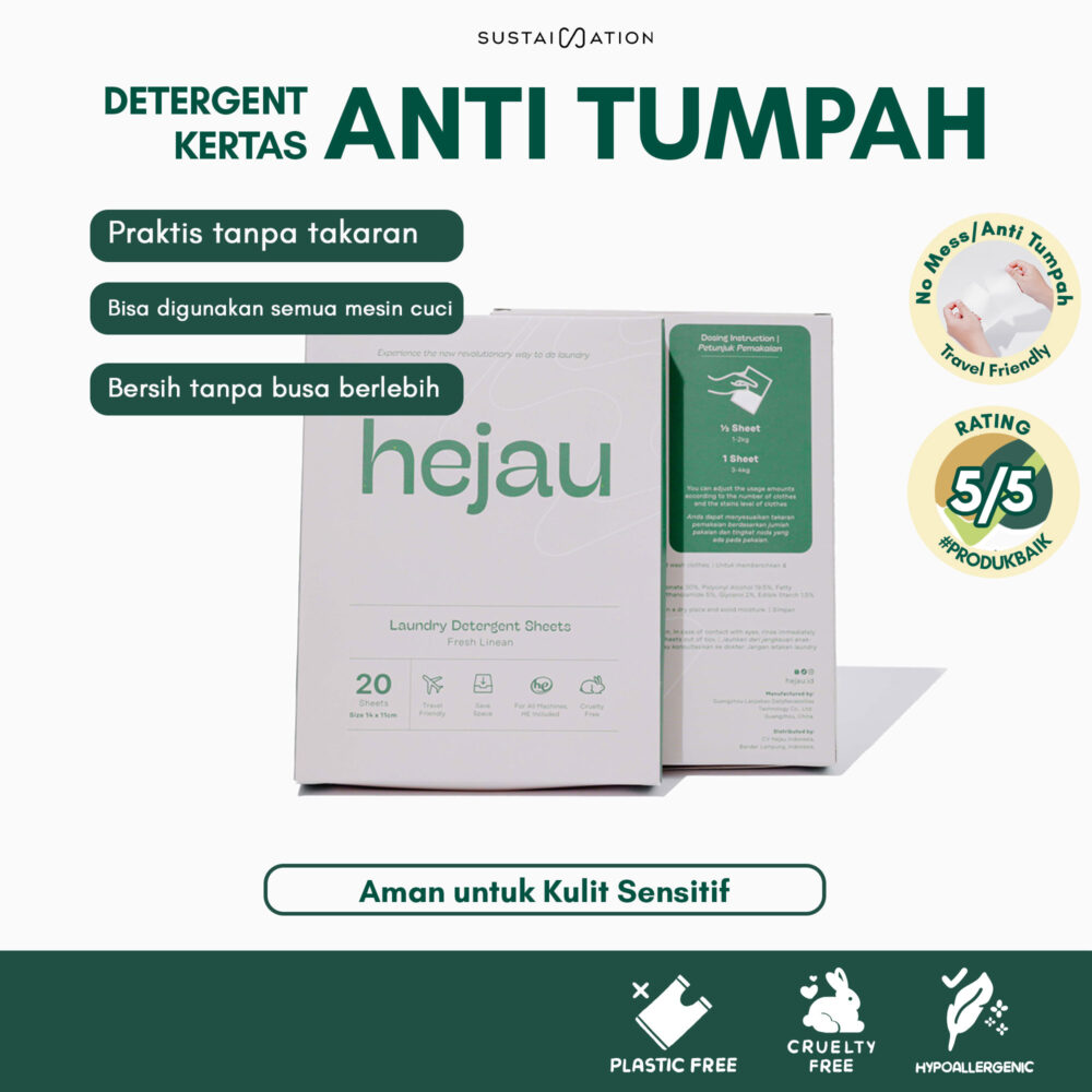Hejau Laundry Detergent Sheets - Deterjen kertas Konsentrat 20 Lembar