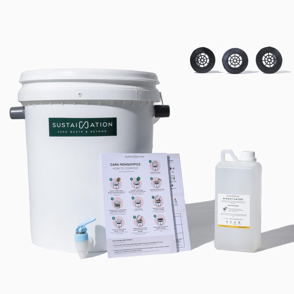 Komposter Starter Kit 25 L Bundle Tutup Biopori 3pc