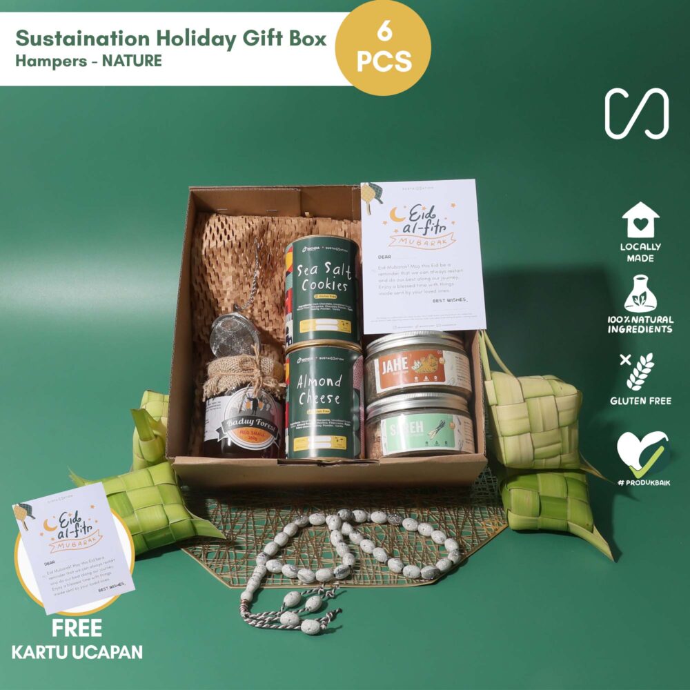 Sustaination Holiday Gift Box Hampers Lebaran | Hadiah Gift Set Cookies, Madu & Teh