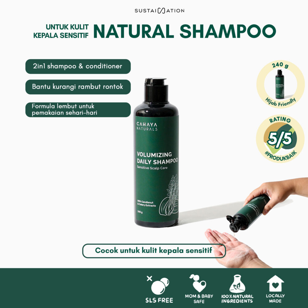 Volumizing Daily Shampoo 240ml Cahaya Naturals - Sampo Non SLS | Perawatan Kulit Kepala Gatal Ketombe Berkerak